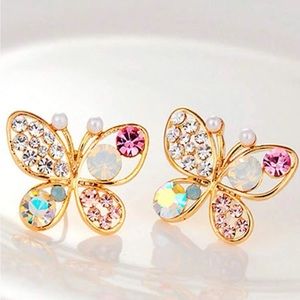 Rhinestone Butterfly Earrings